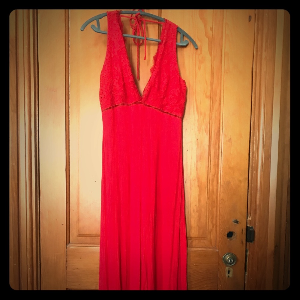 Red one piece pantsuit
